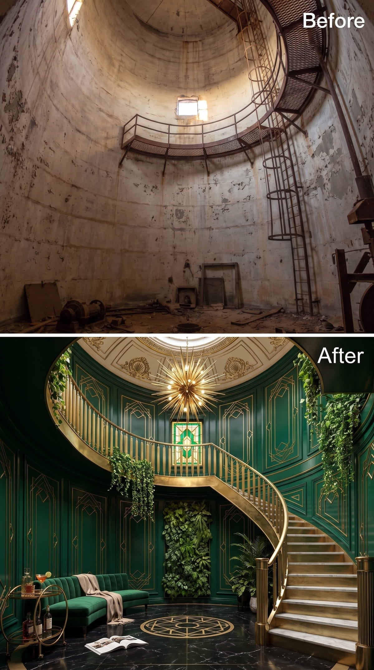 Emerald and Brass Inside a Circular Shell That Shouldn't Work But Does