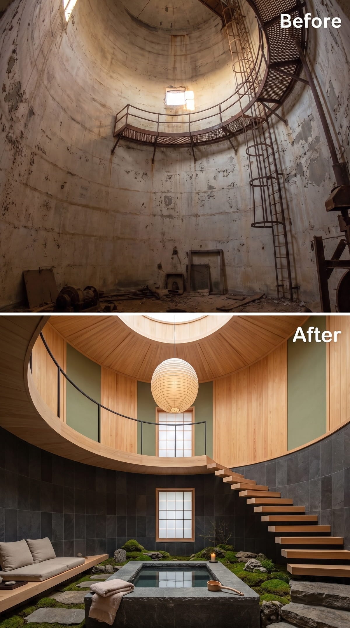 Silo Walls Clad in Cedar, a Soaking Pool at the Center, and It All Works