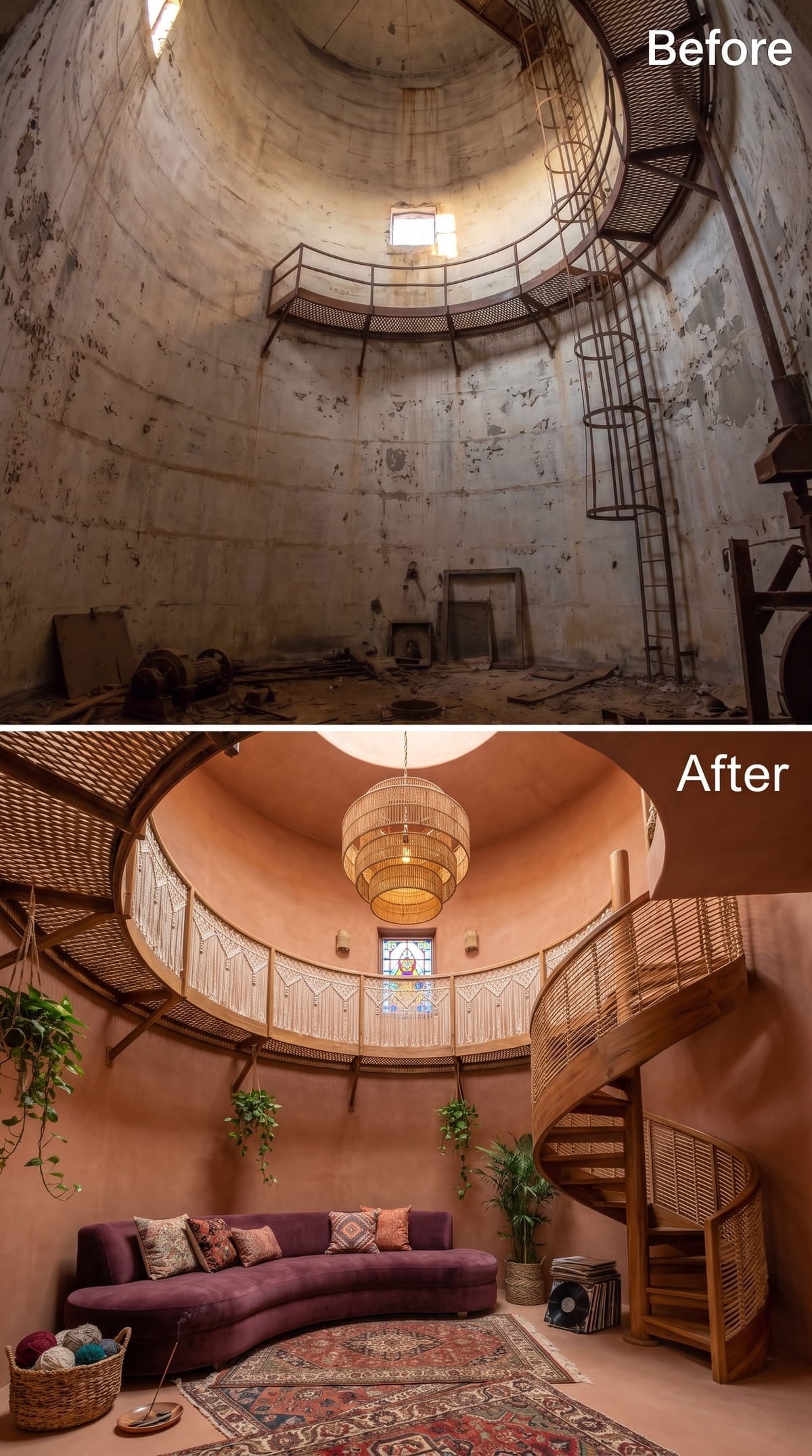 Terracotta Plaster, Macramé-Draped Railings, and a Stained-Glass Window Nobody Saw Coming