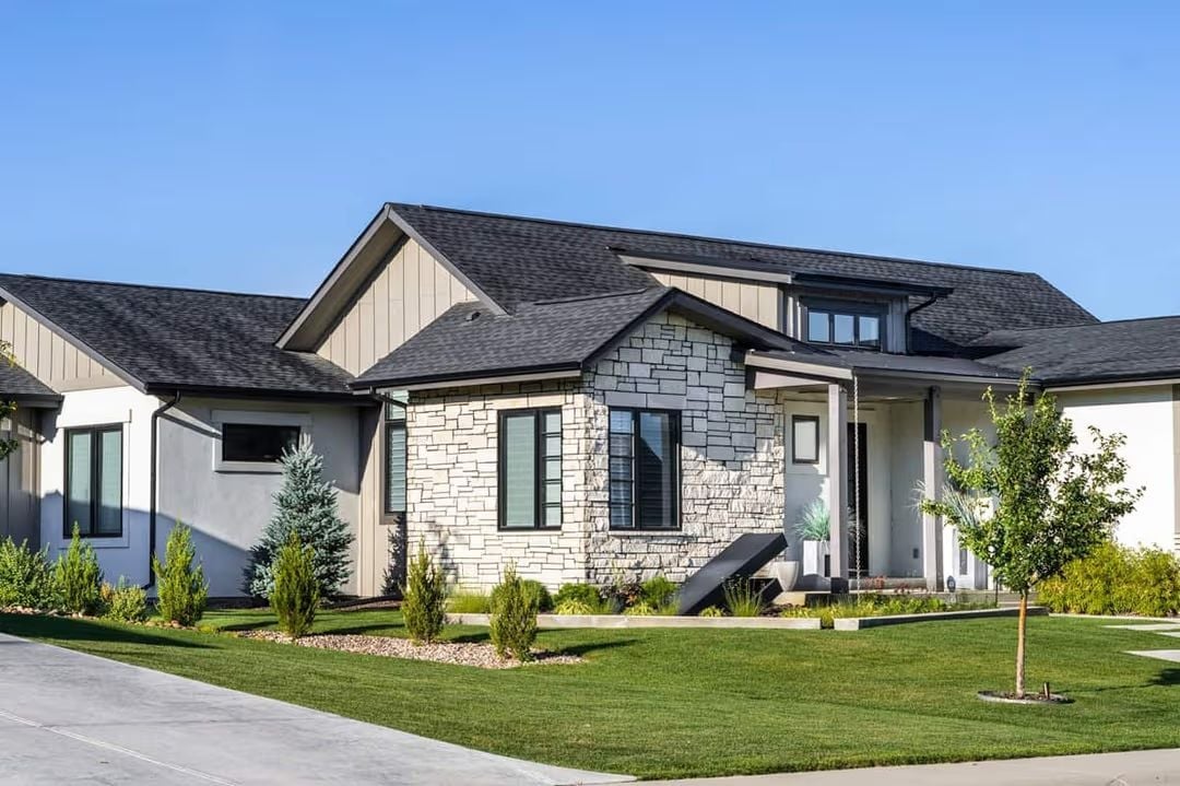 Stone Facade and Board-and-Batten Siding Set a Confident Tone at the Street