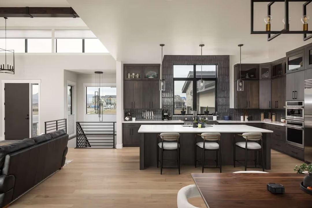 Dark Cabinetry and a White Island That Knows Exactly What It's Doing