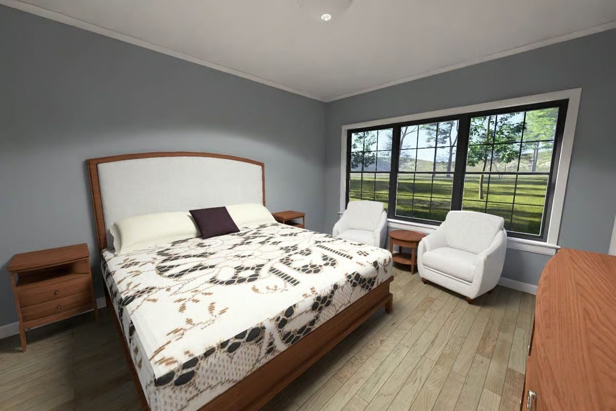 Lace Quilt and Wood Furniture That Make a Bedroom Feel Lived In