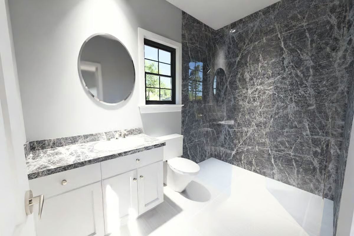 Marble Shower Walls That Actually Justify the Vanity Matching Them