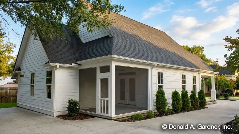 White Siding, Dark Shingles, and a Screened Porch That Actually Gets Used