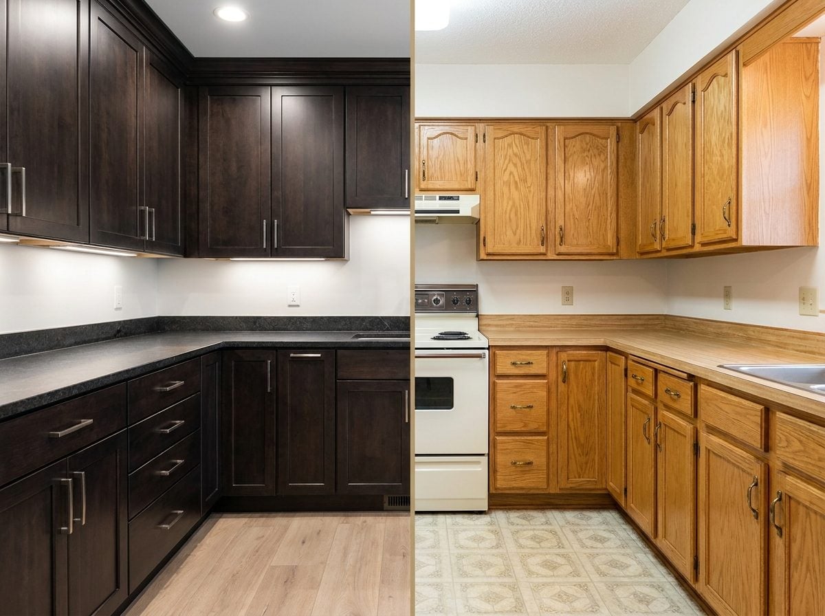 Dark Wood Cabinets Were the Mark of a Luxury Kitchen