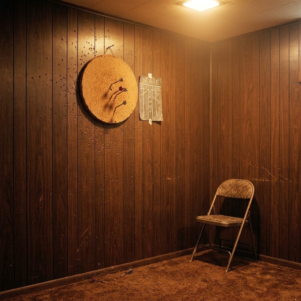 The Dartboard Mounted Directly to the Paneling With No Backing Board Behind It