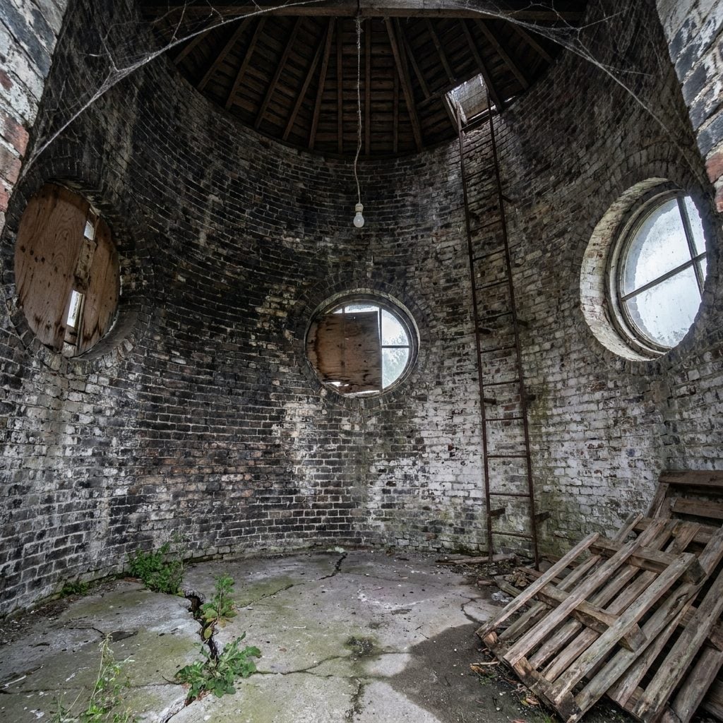This Derelict Brick Water Tower Sat Empty for Decades. Now There's a Spiral Home Gym Inside — 27 Before & Afters — Before