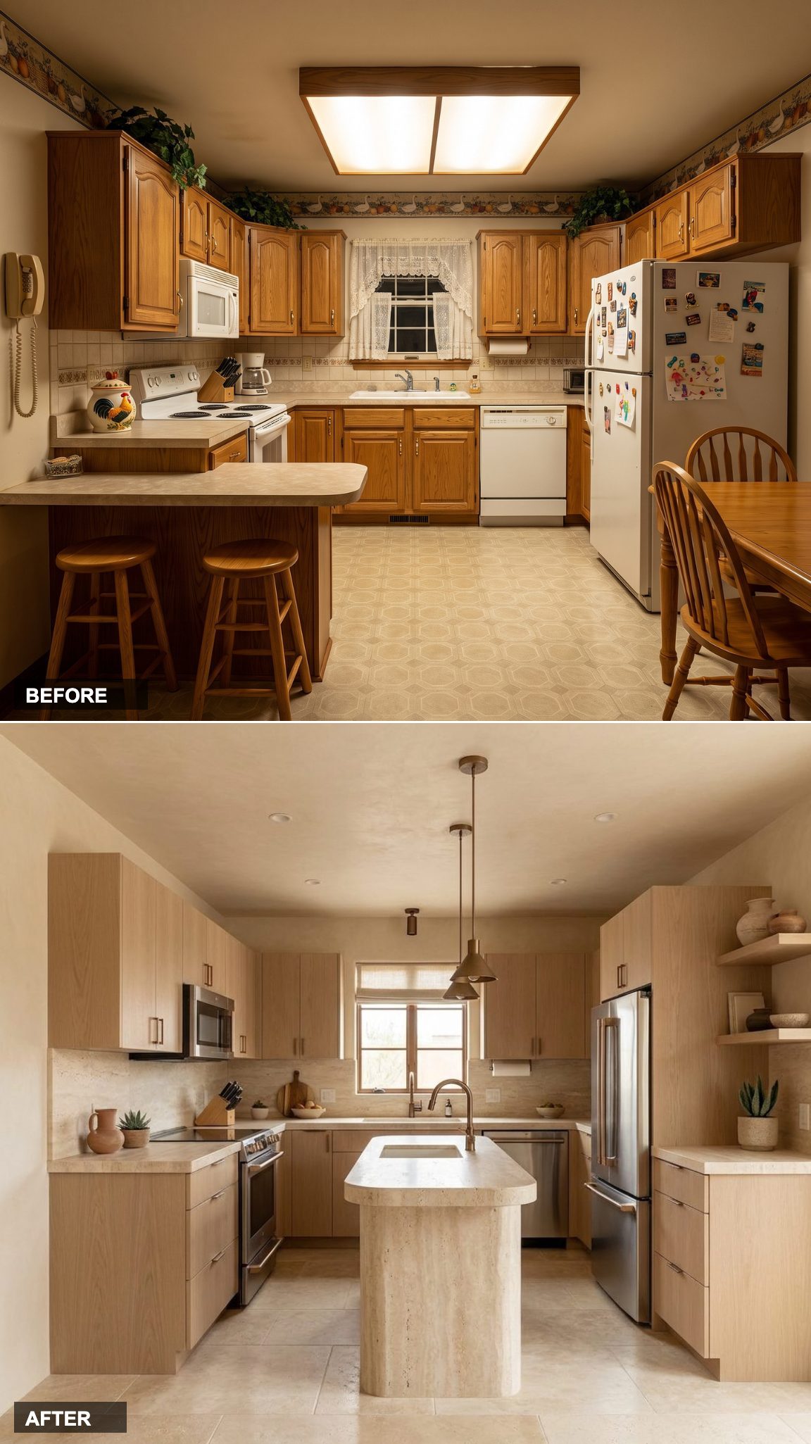Desert Modern Luxury with Travertine and White Oak Cabinetry