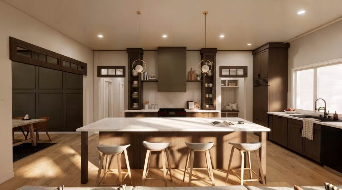 Marble Slab, Four Stools, and a Kitchen That Earns Every Square Foot