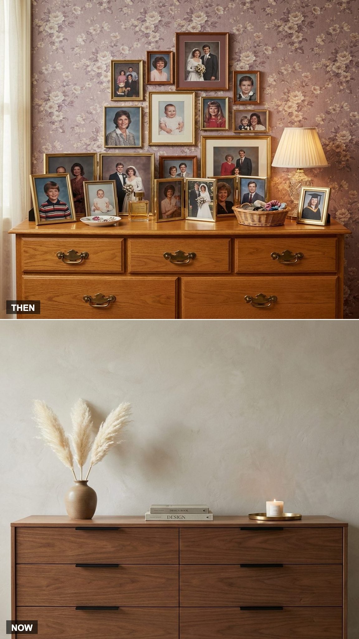 The Dresser Top: Photo Frame Chaos vs. Three Objects, Chosen