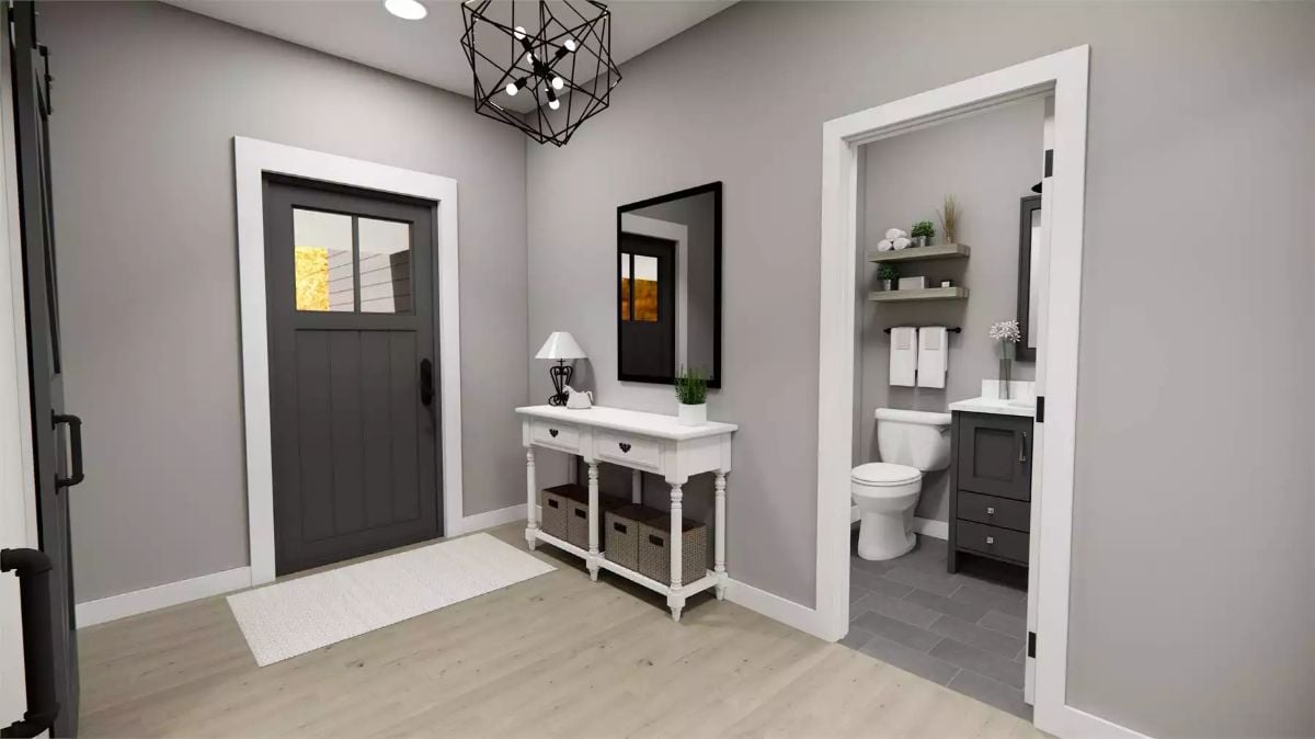 Foyer With a Half Bath Right Where You Need It