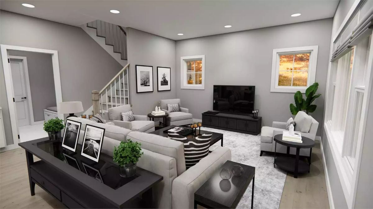 Monochrome Living Room Where Black Furniture Does the Heavy Lifting