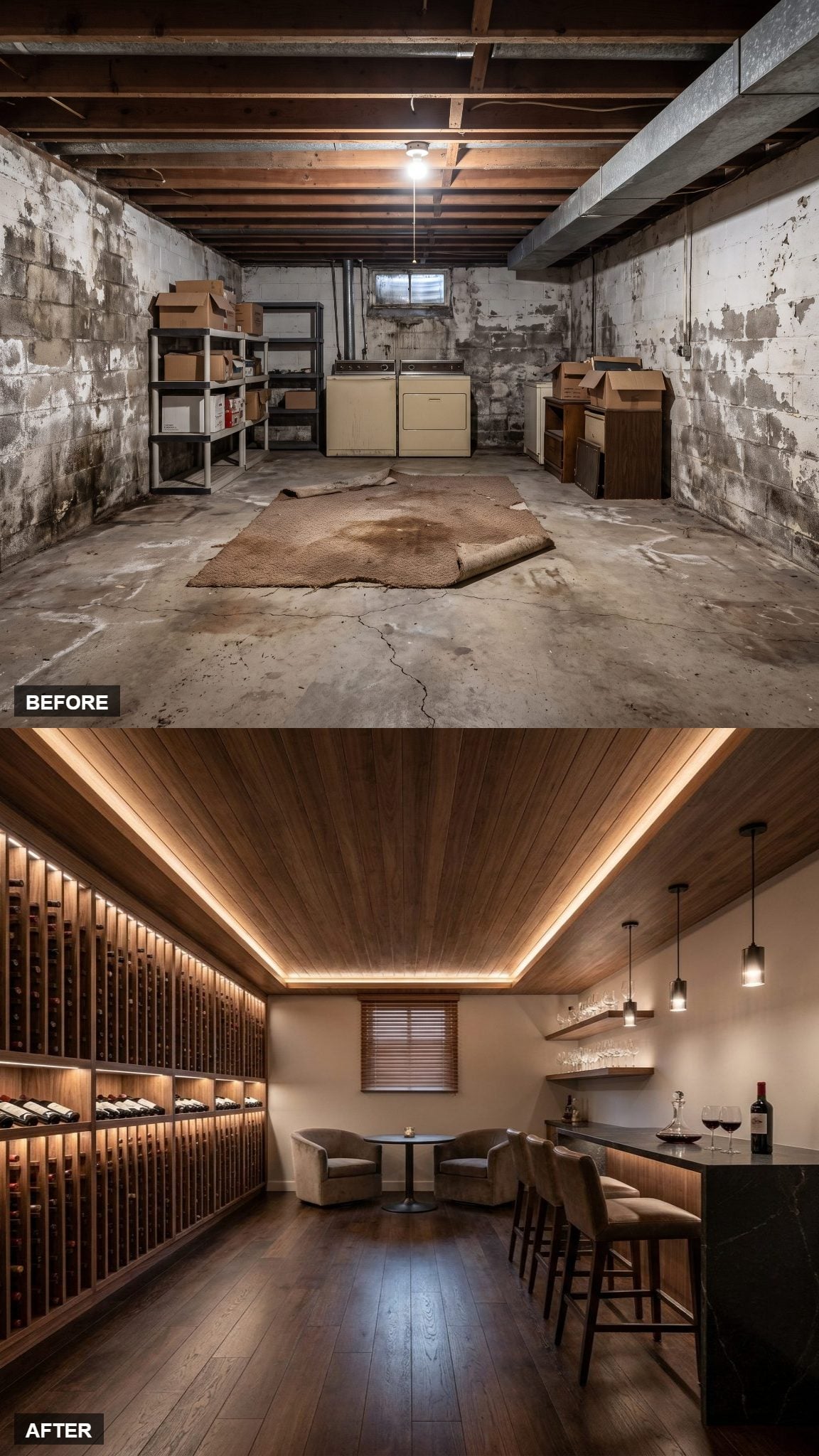 Elegant Wine Bar Lounge With a Backlit Bottle Wall