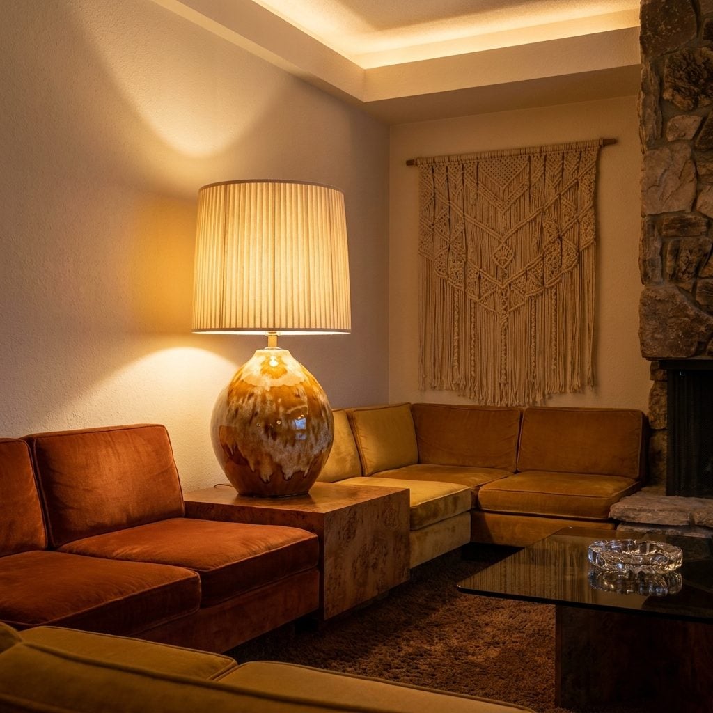 The Enormous Ceramic Table Lamp With the Pleated Shade
