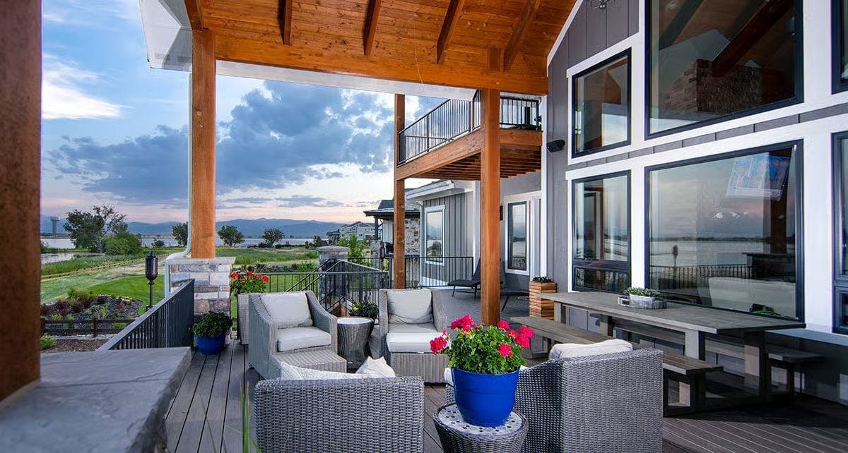 Covered Deck With Cedar Beams and a Lake View Worth Every Square Foot