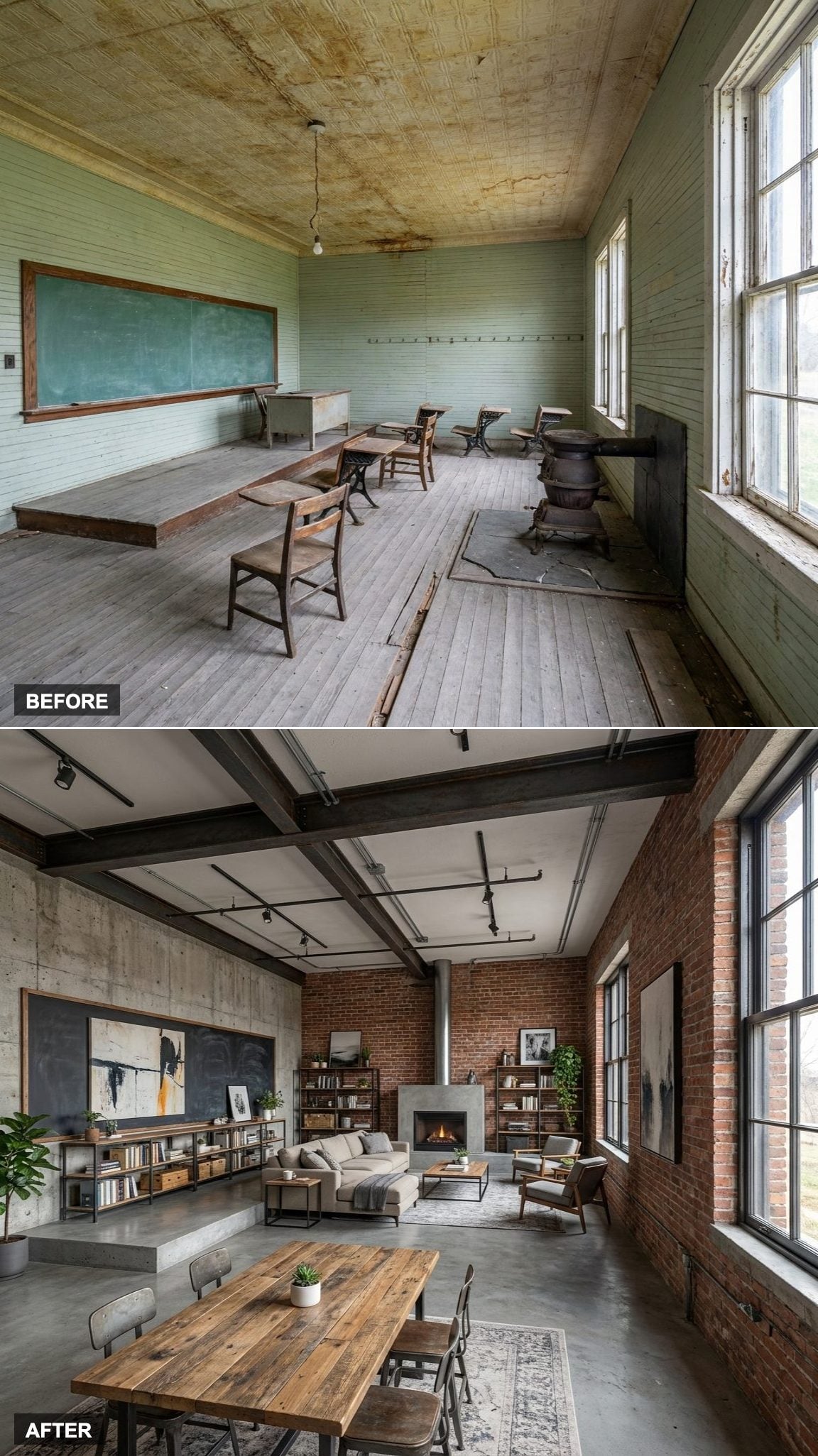 Exposed Brick, Polished Concrete, and Steel Beams Make the Family Loft Undeniable