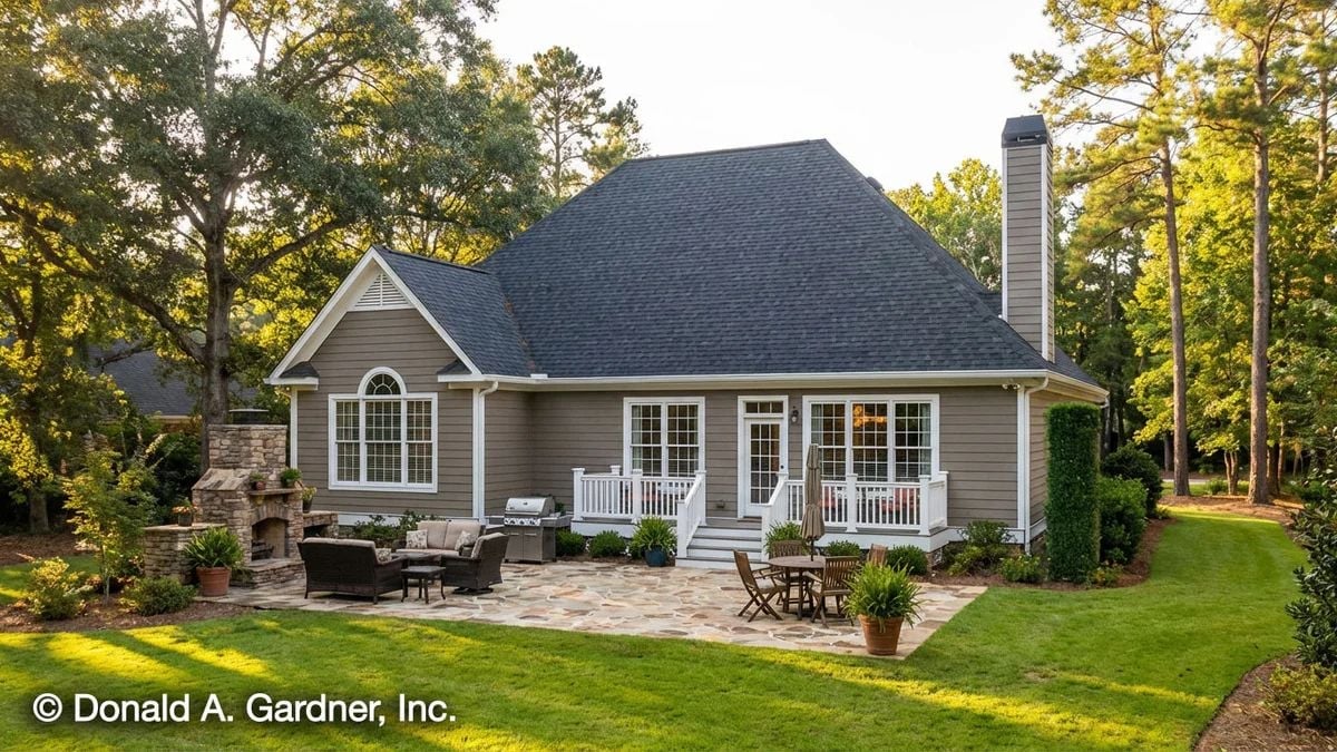 Flagstone Patio and Outdoor Fireplace Worth Building the House Around