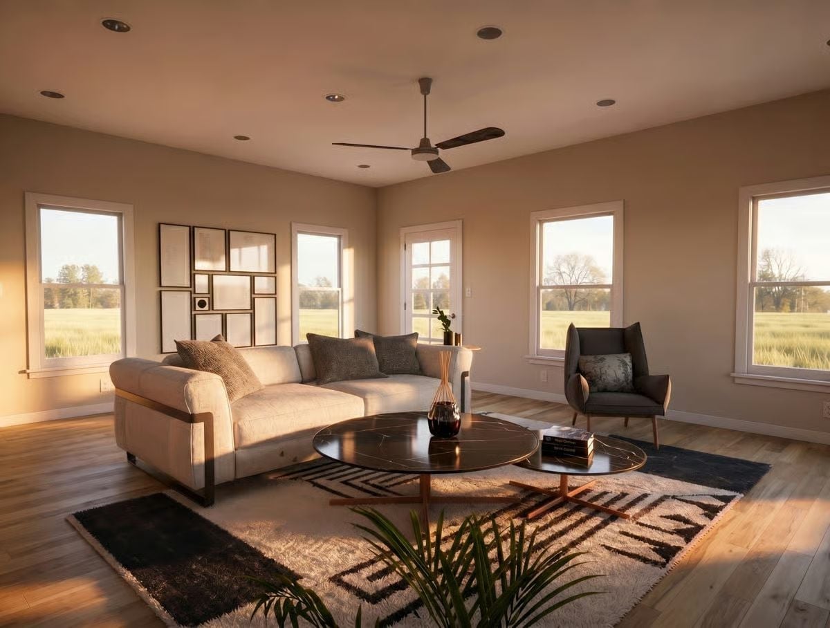 Golden Hour Hits Different When Your Living Room Faces an Open Field