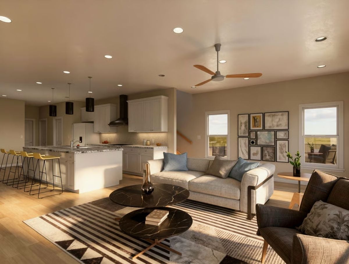 Open-Concept Living Where the Kitchen Island Does Half the Entertaining