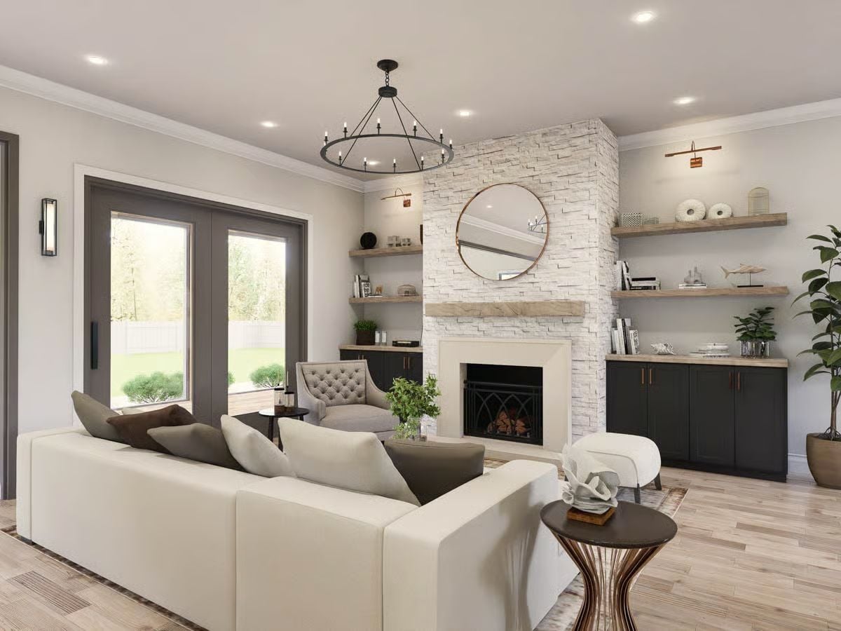 Stone Fireplace Wall That Earns Every Inch of Vertical Space