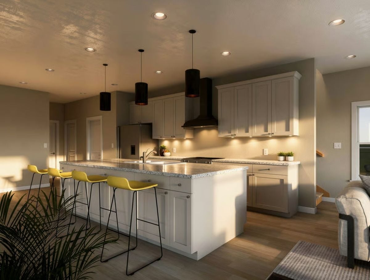 Yellow Barstools Against White Cabinetry Is a Bolder Move Than It Looks