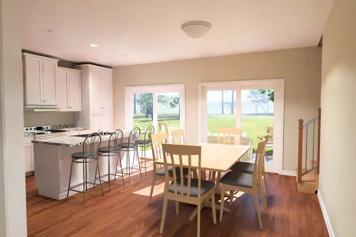 Granite Counter Stools at the Island While Dinner's Still on the Stove