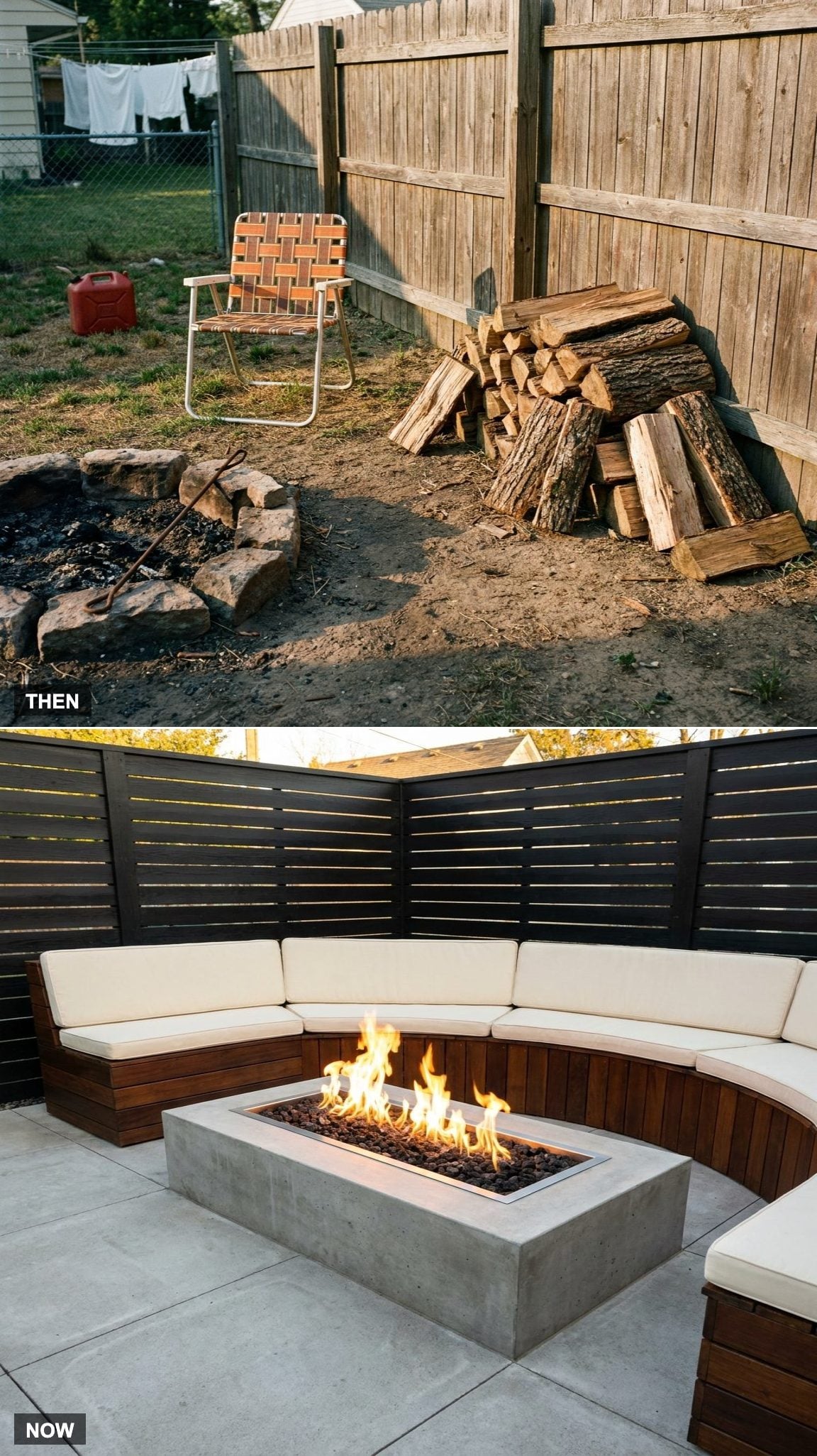 14. The Firewood Pile Became a Built-In Fire Pit