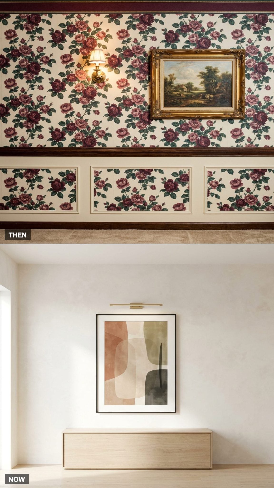 Floral Wallpaper Covered Every Wall in the Room