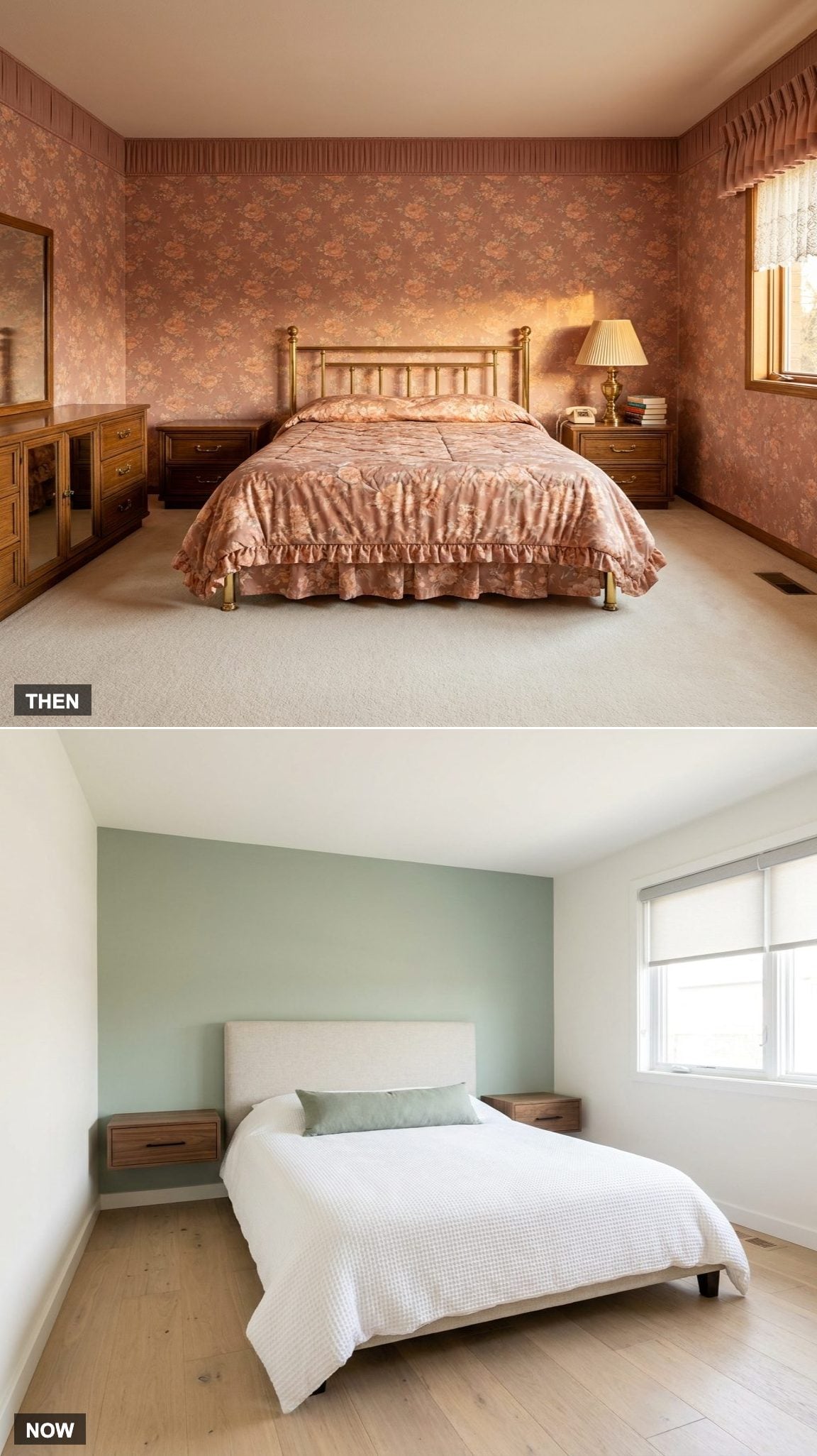 Floral Wallpaper Everywhere vs. Paint With One Accent Wall
