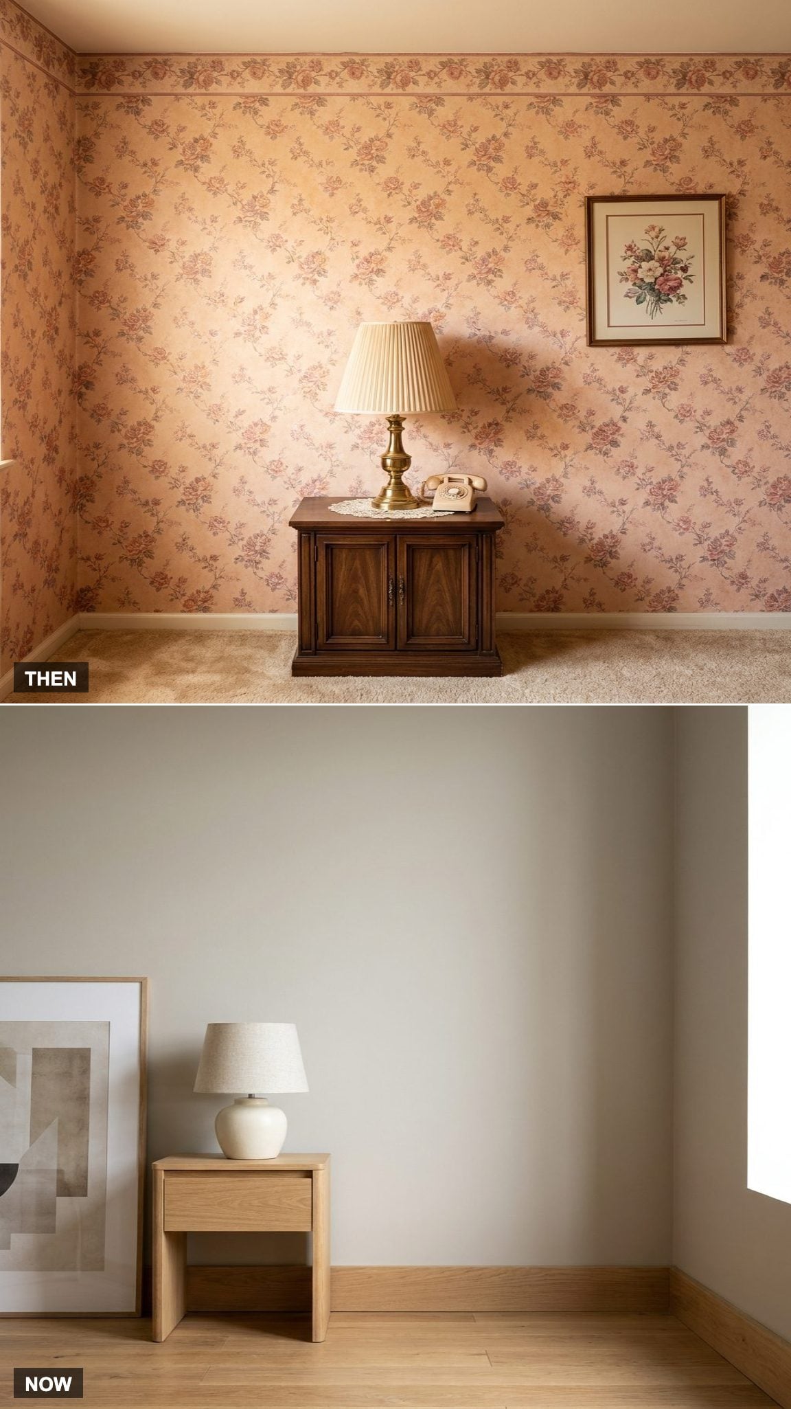 Floral Wallpaper vs. Smooth Painted Walls
