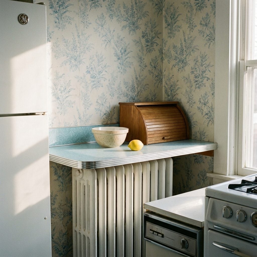 The Formica Counter Extended Over the Radiator