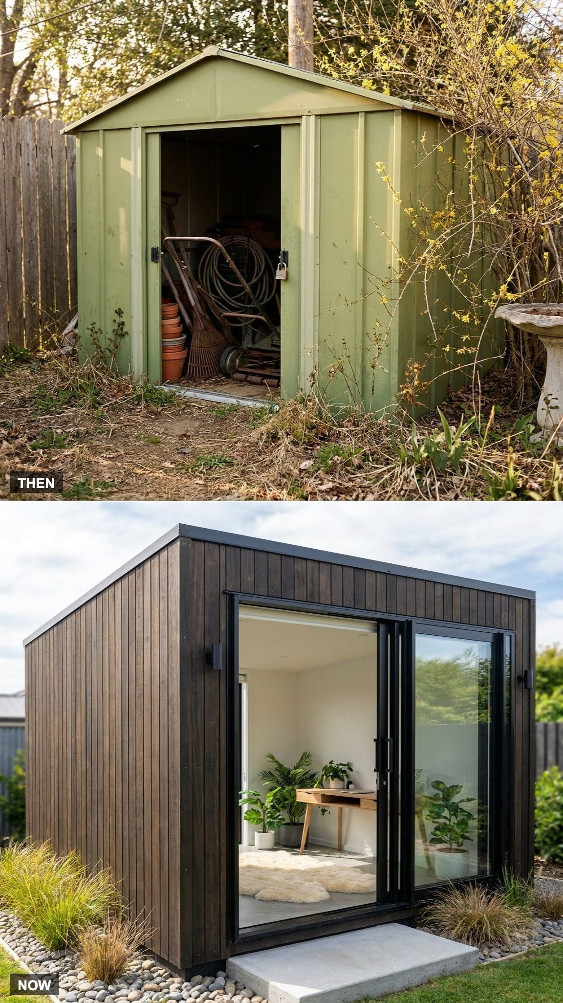 16. The Shed That Held a Mower Now Holds a Yoga Mat