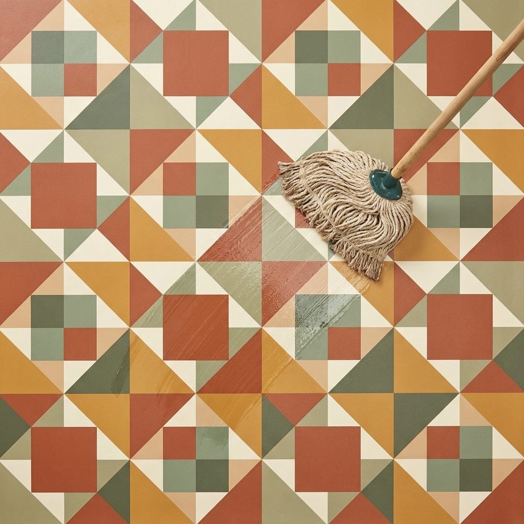 The Geometric Vinyl Floor You Could Mop in Thirty Seconds Flat