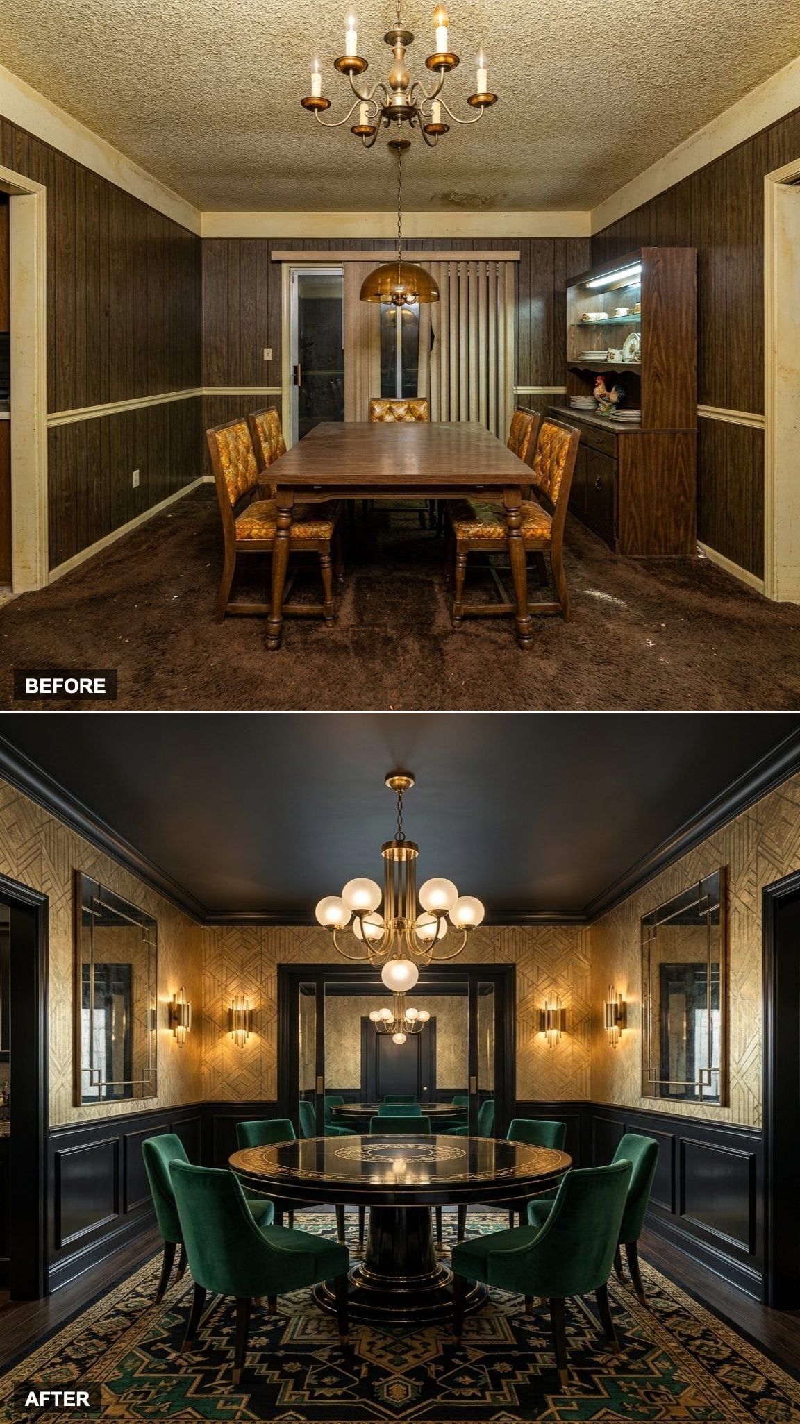 Gilded Art Deco Glamour with Ebony Lacquer and Gold Leaf Wallpaper