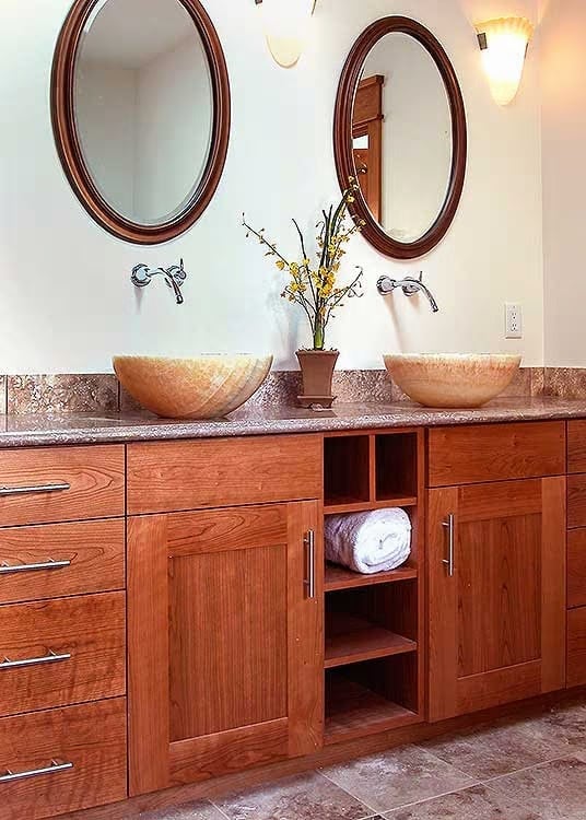 Vessel Sinks and Wall-Mount Faucets Keep the Counter Clear for a Reason