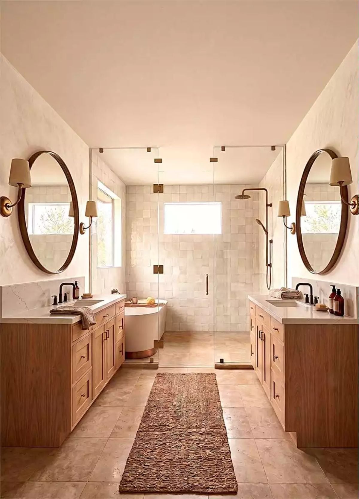 Oval Mirrors, Brass Sconces, and a Double Vanity Layout Worth Planning Around