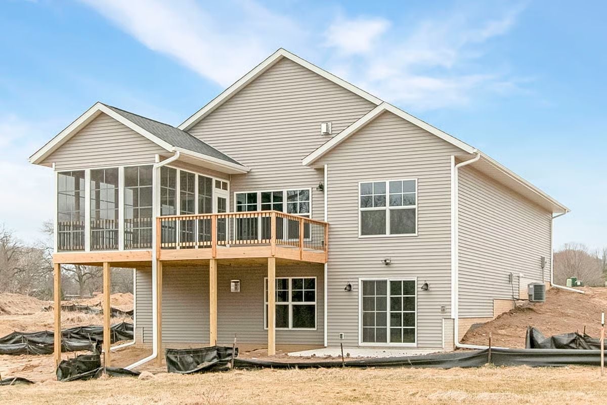 Gray Siding, a Screened Porch, and a Deck That Means Business