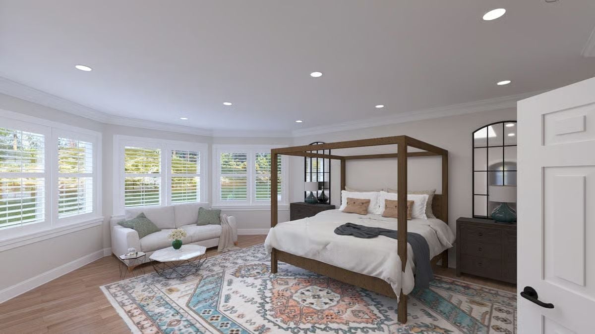 Four-Post Canopy Bed Earns Every Inch of Ceiling It Claims