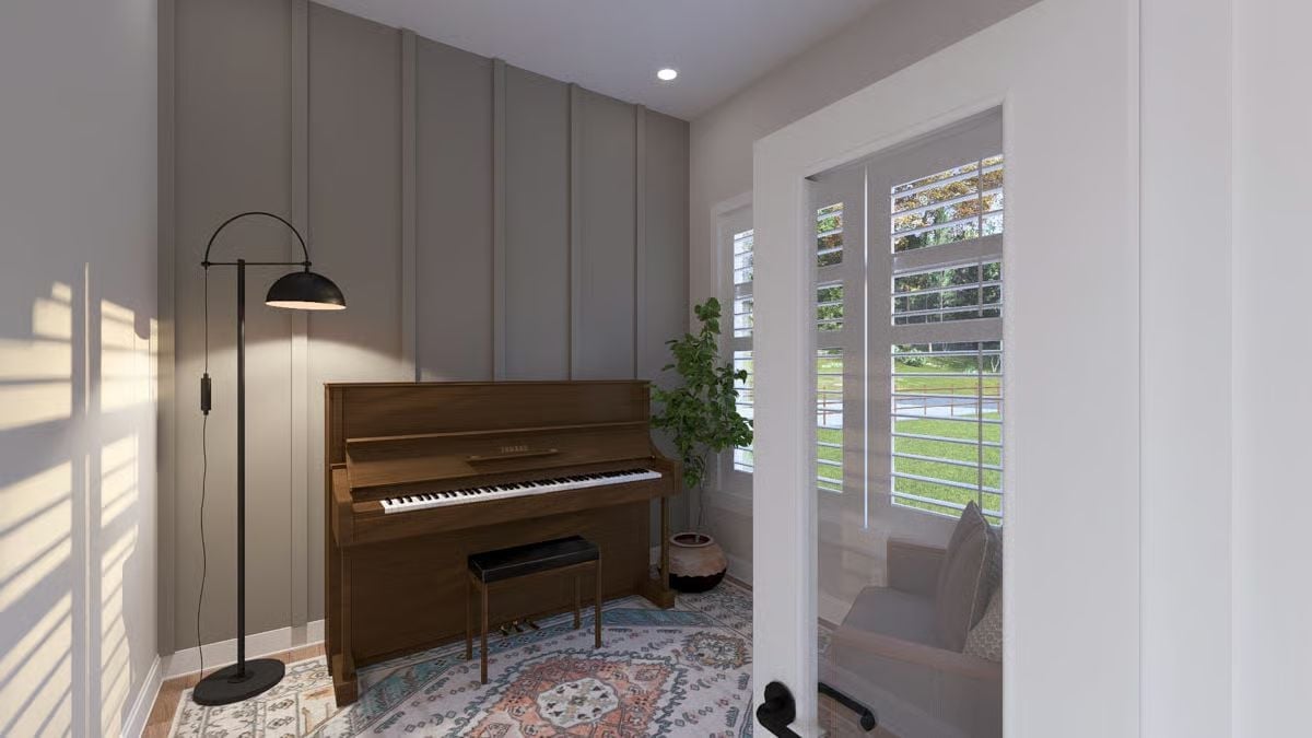 Warm Walnut Piano Nook Carved from a Corner Worth Keeping