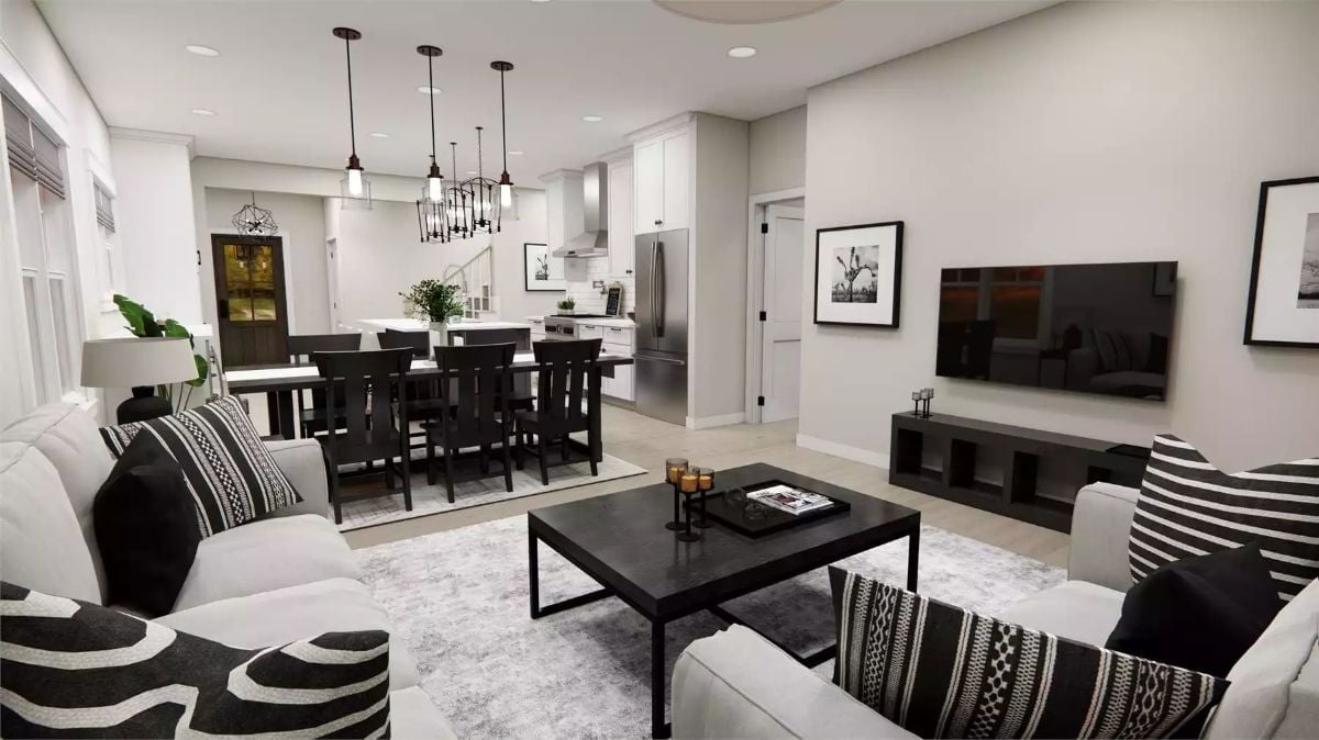 Monochrome Done Right: How This Open-Plan Living Space Earns Its Contrast