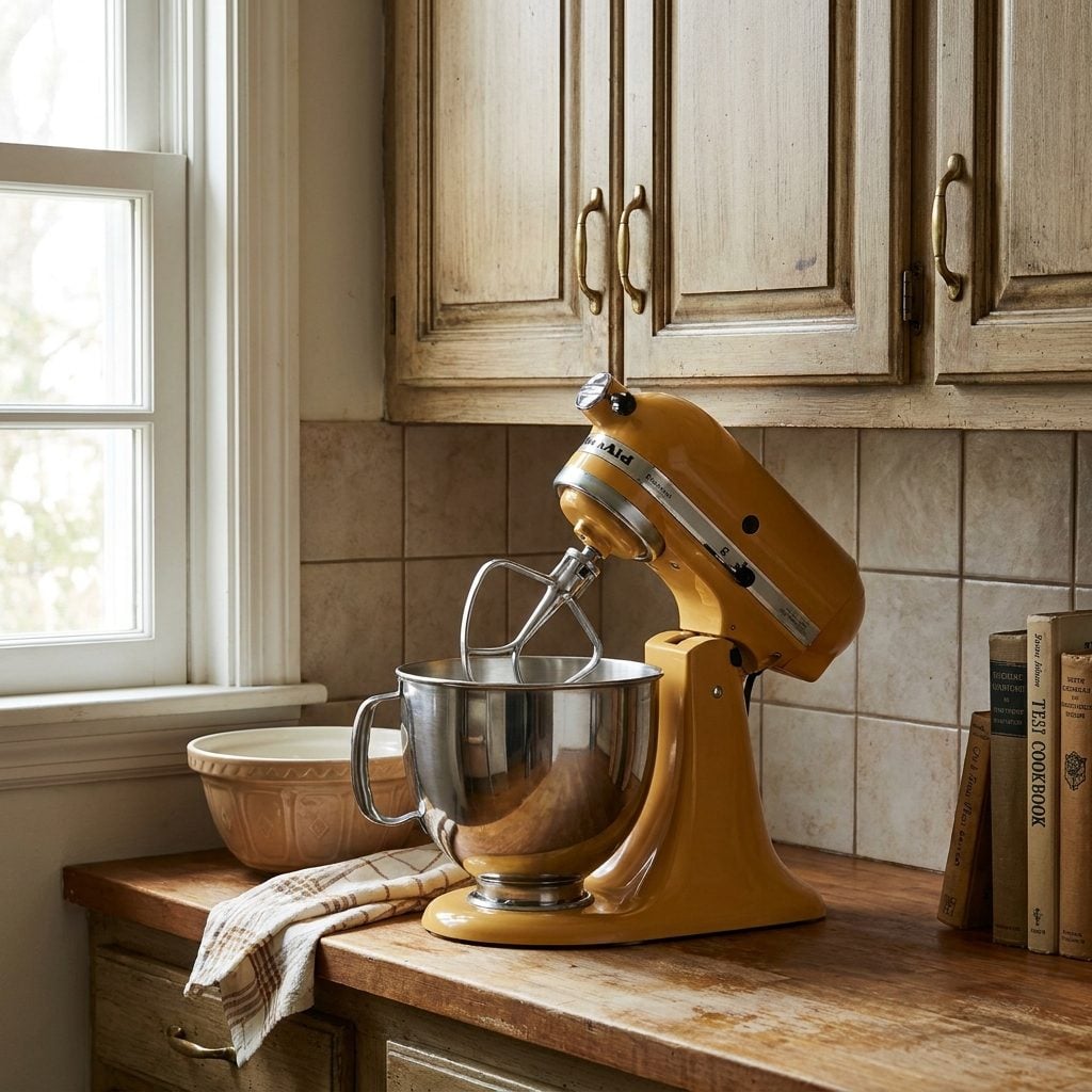 The Harvest-Gold Stand Mixer That Claimed Its Corner and Never Gave It Back