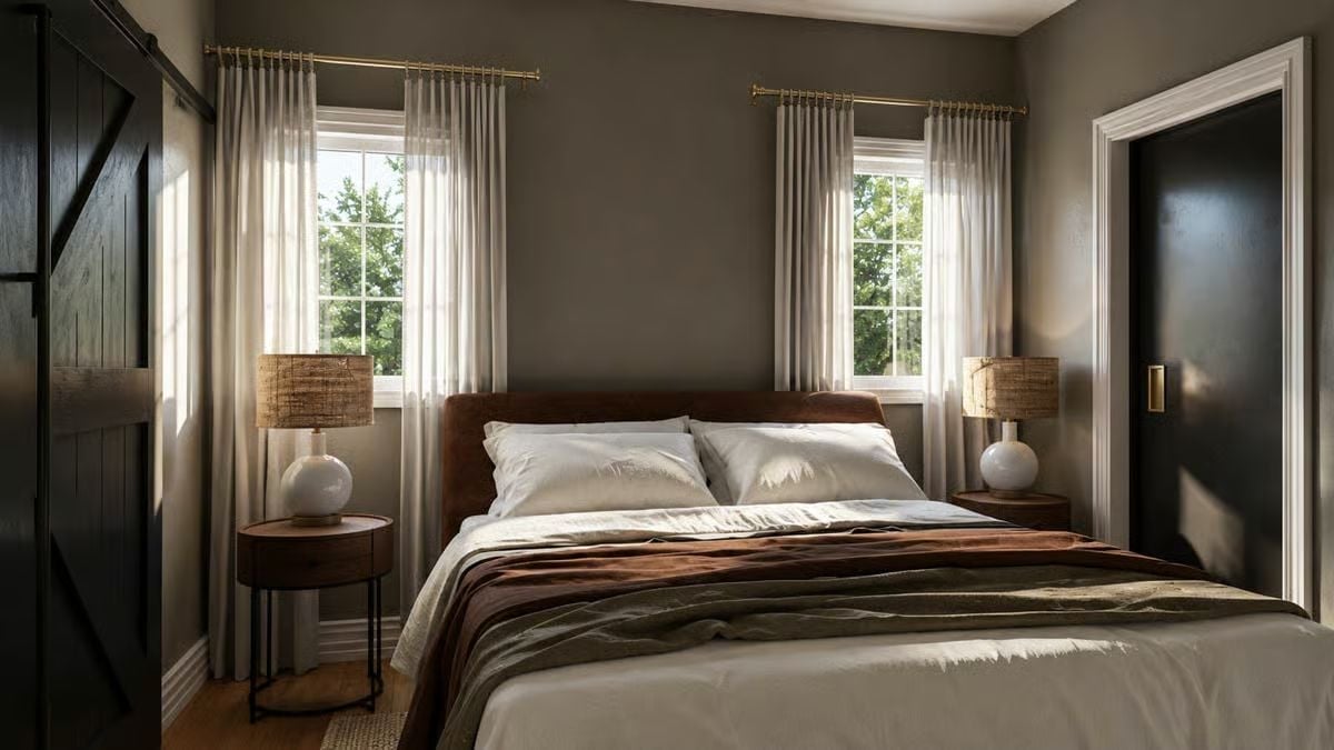 Rust Velvet and Woven Lamp Shades Make a Case for Moody Bedrooms
