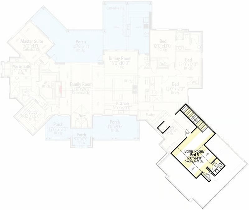 Floor Plan 2 - Haybrook 5-Bedroom Country Farmhouse with 1079 sq ft Porch Designed for Families Who Make Their House the One Everyone Wants to Visit