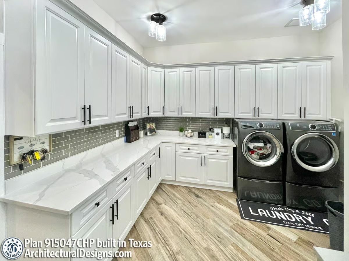 Marble Counters and a Washer-Dryer Pair That Make Laundry Feel Less Like a Chore