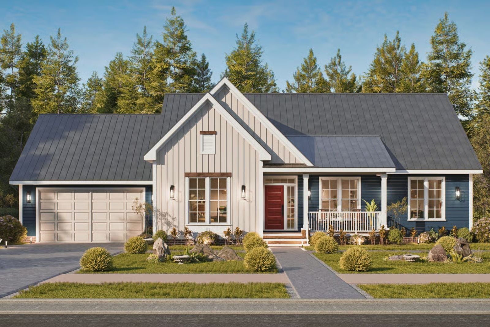 Hayfield 3-Bedroom Modern Farmhouse with Vaulted Great Room Designed for Families Who Love a Front Porch More Than a Back Deck (Floor Plan)