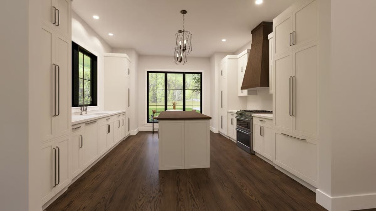 Walnut Countertop on the Island Pulls Every Warm Tone in the Room Together