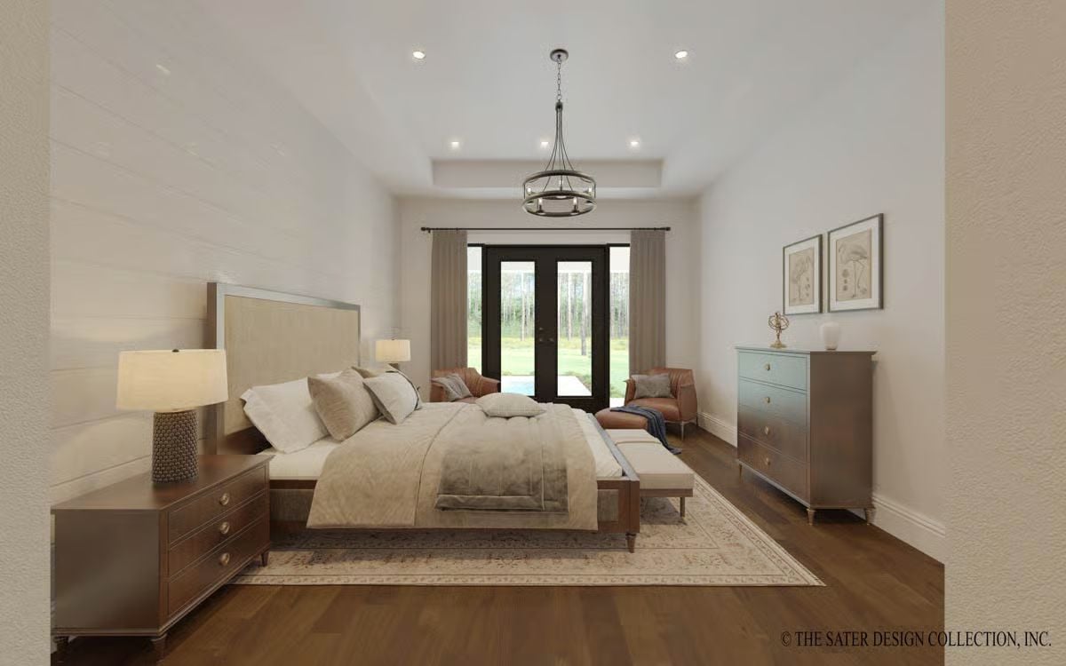 Tray Ceiling and French Doors Do the Heavy Lifting in This Master Suite