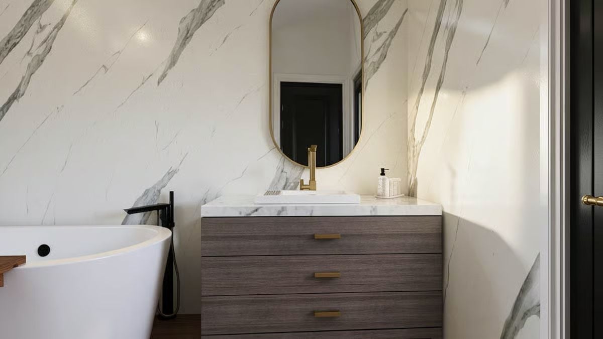 Gold Fixtures and Marble Cladding Make a Case for Committing Hard