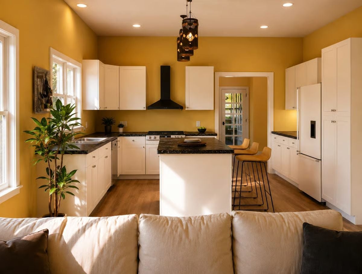 Mustard Walls and Black Granite Make a Case Against Playing It Safe