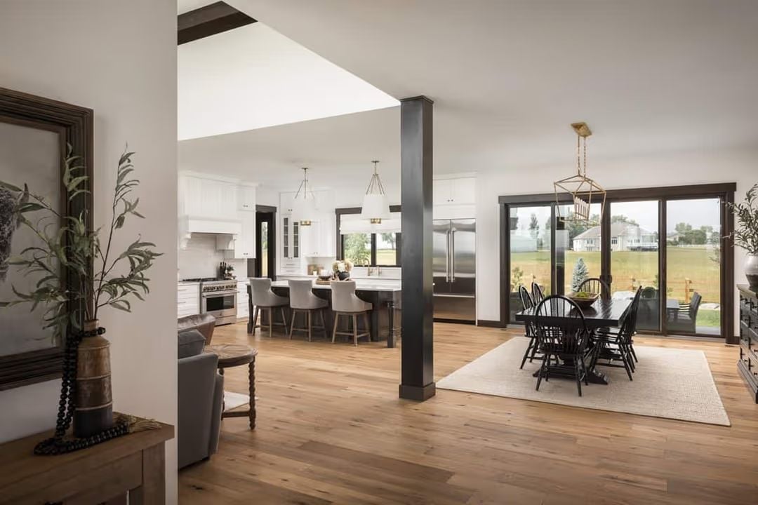 Open-Plan Living Where a Steel Column Does the Work a Wall Used to Do